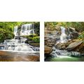 Eurographics DPA-DT81023SET 2er-Set Leinwanddruck auf Holzträger, Waterfall in Green Forest, grün, 2X 30 x 30 x 2,6 cm