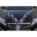 ROSEN GIRLANDE Auto Schmuck Braut Paar Rose Deko Dekoration Autoschmuck Hochzeit Car Auto Wedding Deko PKW (Rose Orchidee Lila/Lila)