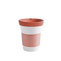 Kahla cupit Becher 0,35 l mit Trinkdeckel in Coral Sunset, Coffee to Go Mug aus Porzellan mit innovativer Magic Grip Beschichtung, Pro Öko, 10 x 6 x 13.2 cm