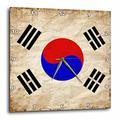 3dRose Wanduhr Südkoreanische Flagge, Old Look, Trendige Arbeitsuhr, 38,1 x 38,1 cm (DPP_255837_3)