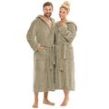 CelinaTex Bademantel mit Kapuze für Damen und Herren, Saunamantel weich und flauschig, Coral-Fleece Morgenmantel Florida 5001241 M taupe