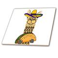 3dRose Funny Cute Lama Wearing Sombrero und Essen Taco Cartoon Fliesen, 10,2 x 10,2 cm