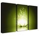 LANA KK Luxus Ausführung – Leinwandbild"Shining" mit Blumen auf 4 cm Echtholz-Keilrahmen, Grün, 120 x 80 x 4 cm, dreiteilig