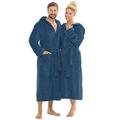 CelinaTex Bademantel mit Kapuze für Damen und Herren, Saunamantel weich und flauschig, Coral-Fleece Morgenmantel Florida 5001230 L blau