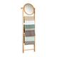 Relaxdays Bambus Handtuchhalter mit 4 Stufen, Handtuchleiter zum Anlehnen, Handtuchstangen und Spiegel für Bad, natur