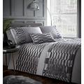 Portfolio Murray Velvet Soft Muster Design Quilt Bettbezug Bettwäsche-Set, Polyester, Stone grau, King