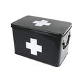 Present Time - Erste Hilfe Box, Medikamente Box - Metall - Schwarz - Groß - 31,5 x 19 x 21cm