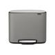 Brabantia Bo Treteimer 11 plus 23 L Abfalleimer, Metall, Mineral Concrete Gray, 54 x 36.5 x 44 cm