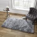 Dreamscene Sienna weicher Hochflor Shaggy Teppich Dick Flor 120 x 170 cm, Polyester, Silber grau, 170 x 5 x 120 cm