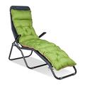 Relaxdays Deckchair Auflage, Liegenauflage Garten, Sesselauflage, Gartenauflage Liege, HBT: 180 x 44 x 11 cm, grün/beige