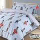 Dreamscene Bettwäsche-Set Erdmännchen-Tiermotiv, weiß-blau gestreift, Bett- und Kissenbezug – Kingsize