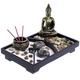 London Boutique Zen Garten- und Deko-Steinen (mit Halterung, Weiß, mit Thai Buddha – l23 W16h3 cm