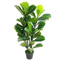 Leaf Design UK Künstliche Pflanze Fiddle Fig Baum, schwarzer Kunststofftopf, 90 cm