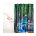 Relaxdays Duschvorhang Wasserfall, Naturmotiv-Aufdruck, waschbar, Anti-Schimmel, Badewannenvorhang HxB 200x180 cm, bunt