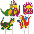 Decor Service Deko-Picker Dino Familie, Holz/Papier, Bunt, 23 x 0,2 cm