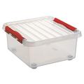 Sunware Q-Line 18 Liter Aufbewahrungsbox mit Rad Farbe, transparent rot, One Size