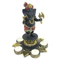 Design Toscano Stehender Lord Ganesha auf der Lotusblume Kerzenhalter-Statue, Polyresin, Vollfarbe, 25.5 cm