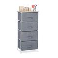 Relaxdays Regalsystem, 4 Stoff-Schubladen, HxBxT: 105 x 45 x 30 cm, universale Schubladenbox, Metall und Holz, grau