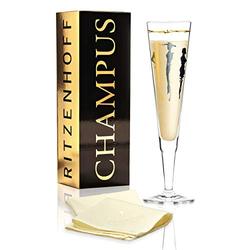 RITZENHOFF Champus Champagnerglas von Esser'Design (Vernissage), aus Kristallglas, 200 ml, mit edlen Gold- und Platinanteilen, inkl. Stoffserviette