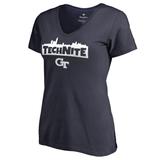 Women's Fanatics Branded Navy Georgia Tech Yellow Jackets TechNite Slim Fit V-Neck T-Shirt