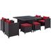 Inverse 9 Piece Outdoor Patio Dining Set - East End Imports EEI-726-EXP-RED