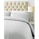 Luxurious 800 Thread Count Cotton Rich Satin Stripe Duvet Bed Cover with Housewife Pillowcases | 800 TC Hotel Striped Bedding (King/White)