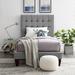 Brayden Studio® Bond Bedframe w/ Button Tufted Headboard Velvet, Solid Wood in Gray | 50 H x 44.5 W x 83 D in | Wayfair