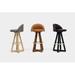 ARTLESS X3 Swivel 38" Bar Stool Wood/Upholstered/Leather/Genuine Leather in Yellow/Brown | 38 H x 19 W x 18 D in | Wayfair A-X3-SS-L-T-W-B