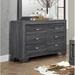 Loon Peak® Henry 6 Drawer 59" W Solid Wood Double Dresser w/ Mirror Wood in Gray | 36.75 H x 59 W x 16.5 D in | Wayfair