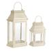 The Holiday Aisle® 2 Piece Metal Tabletop Lantern Set Metal in White/Brown | 10.5 H x 12.5 W x 9 D in | Wayfair B50D534433A943DFB1BA631D740C5E72