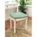 House of Hampton® Lombardi Embroidered Monogram Vanity Stool Linen/Wood/Upholstered in Green/Blue | 19 H x 16 W x 15 D in | Wayfair