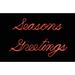 The Holiday Aisle® Seasons Greeting Script Sign Lighted Display Set Metal in Red | 3.75 H x 5 W x 3 D in | Wayfair D90CD3CD3DB04D53A04FD77F342AEA65