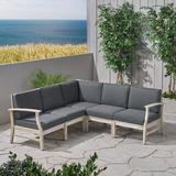 Foundry Select Brickhouse 77.75" Wide Outdoor Symmetrical Patio Sectional w/ Cushions /Natural Hards in Brown/White | Wayfair