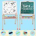 Easel Kids Blackboard Wooden Art Easel Chalk Boards for Children Adjustable Double Sided Magnetic Drawing Board Wooden Toys for 3 4 5 6 Year Old Boys Girls Toddlers Kids with Magnetic Letters Numbers