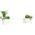 Gartenbank Bank Holzbank Weiß 2in1 Blumenkasten 2 Blumenkübeln Holz Garten Möbel