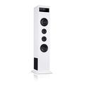 AUNA Karaboom 100-2.1 Speaker System, Tower Speaker, 2.1 Speaker, Floor-Standing Speaker, 120 Watts max, Bluetooth, 2-in-1 USB Port, MP3, AUX-In, Tablet Holder, White