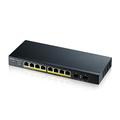 ZyXEL 8-Port Gigabit Ethernet Smart Managed PoE Switch with 77 Watt Budget - Fanless Design and 2 SFP Ports [GS1900-10HP], Black, 77W PoE+