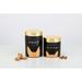 Tucker Murphy Pet™ Woof & Meow Ceramic Pet Treat Jar Ceramic in Black/Yellow | 4.5 H x 4.25 W x 4.25 D in | Wayfair