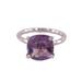 'Rhodium Plated Amethyst Single-Stone Ring from India'
