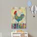 Zoomie Kids Parkes Rooster on a Fence II Canvas Art Canvas, Solid Wood in Blue/Red/Yellow | 18 H x 12 W x 1.5 D in | Wayfair