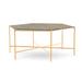 Joe Ruggiero Collection Athena Coffee Table Metal in Yellow/Brown | 18 H x 43.38 W x 43.38 D in | Wayfair JR001-58-Oak-N