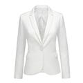 Roskiky Women's Lapel Blazer Suit One Button Work Office Pockets Jacket Suit Beige Medium (UK 12-14)