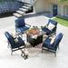 Darby Home Co Bomar 5 Piece Multiple Chairs Seating Group w/ Cushions Metal in Blue | Outdoor Furniture | Wayfair 378F75129E874FA48DB6E49CC7648FDC