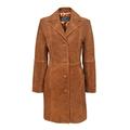 Smart Range Trench 3457 Ladies Classic Knee-Length Designer Real Suede Leather Jacket Coat (10, Tan Suede)