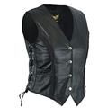 Leatherick Ladies Braided Biker Style Leather Waistcoat (XL) (14) Black