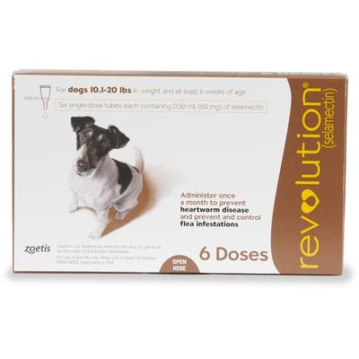 Revolution Topical Solution for Dogs 10.1-20 lbs, 6 Month Supply, 6 CT