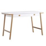 Charlton Home® Empiria Solid + Manufactured Wood Laptop Computer Desk Wood/Metal in White/Brown | 30 H x 48 W x 24 D in | Wayfair