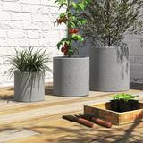 Trent Austin Design® Hyslop 3 Fiber Clay Planters - Modern Décor Indoor or Outdoor Marbled Cylinder Clay & Terracotta in Gray | Wayfair