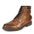 Bruno Marc Men's Philly_10 Camel Dress Combat Motorcycle Oxfords Boots Size 8 UK