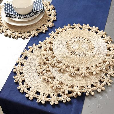 Set of 4 Tulum Scalloped Woven Placemats - Ballard Designs